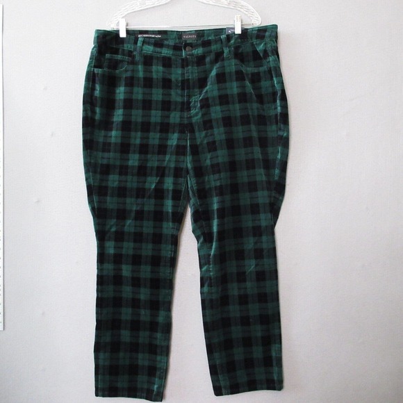 Talbots Green & Navy Plaid Straight Leg Pants. Size 18WP - Picture 1 of 15